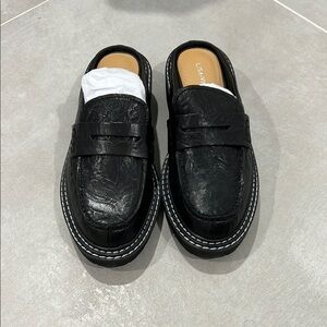 Black Vegan Leather Loafers for Women